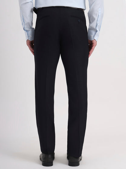 Navy Blue Solid Slim Fit Formal Trouser | JB Studio