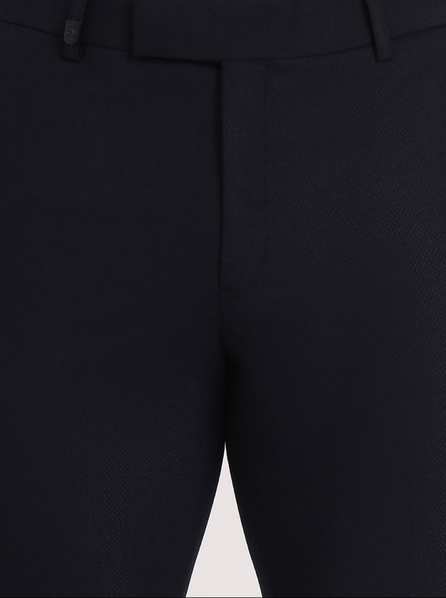 Navy Blue Solid Slim Fit Formal Trouser | JB Studio