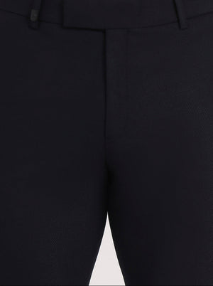 Navy Blue Solid Slim Fit Formal Trouser | JB Studio
