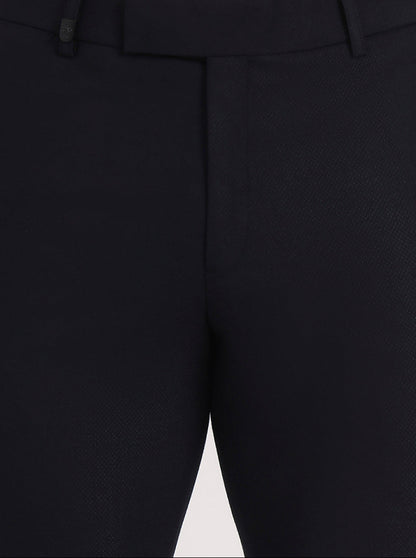 Navy Blue Solid Slim Fit Formal Trouser | JB Studio