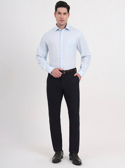 Navy Blue Solid Slim Fit Formal Trouser | JB Studio