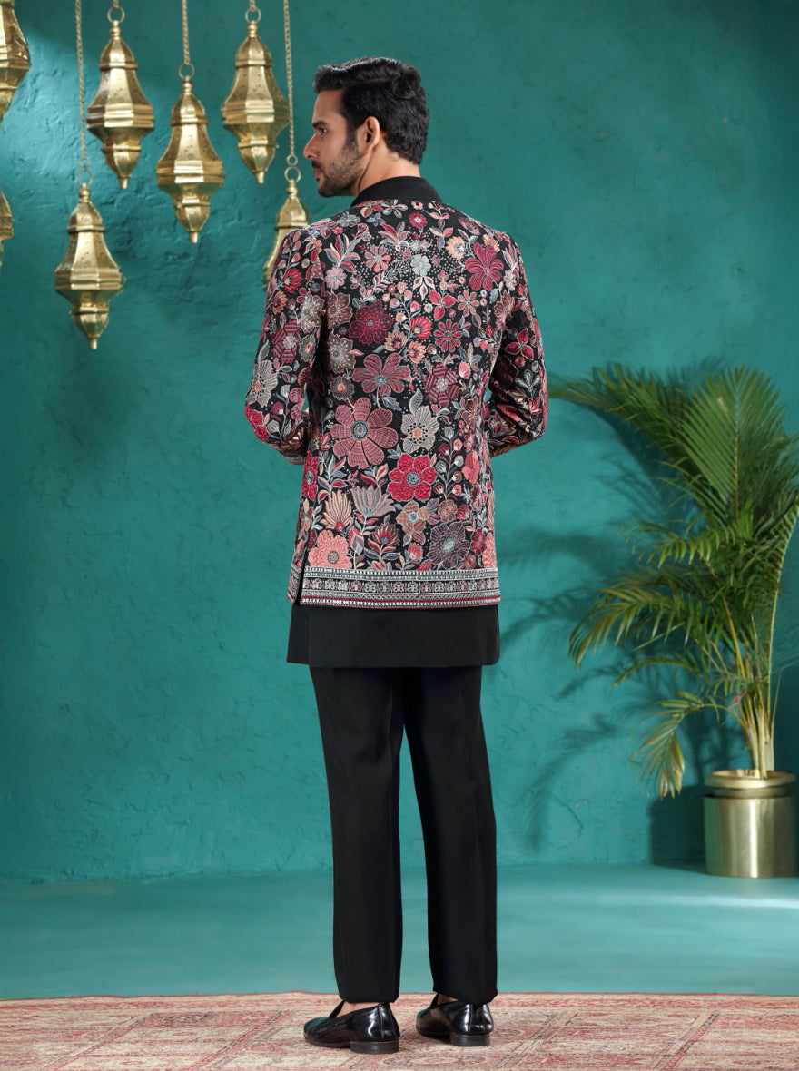 Black Embroidered Indowestern | TULA