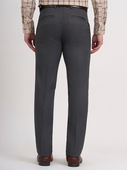 Grey Solid Slim Fit Formal Trouser | Greenfibre
