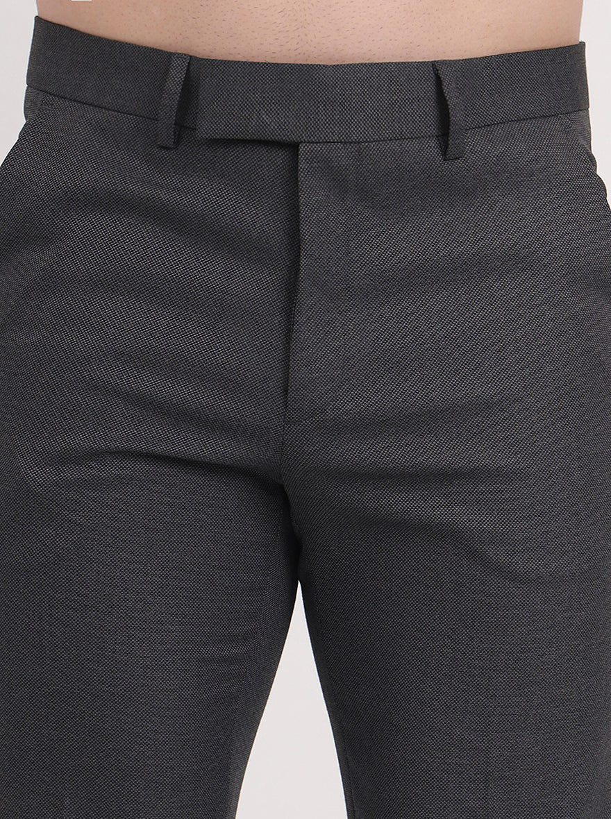 Grey Solid Slim Fit Formal Trouser | Greenfibre