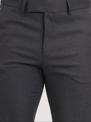 Grey Solid Slim Fit Formal Trouser | Greenfibre