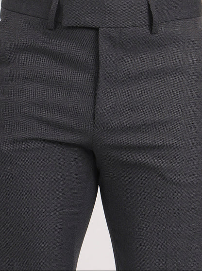 Grey Solid Slim Fit Formal Trouser | Greenfibre