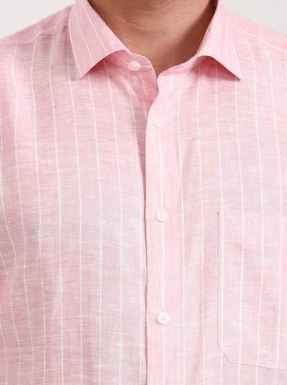 Pink Striped Slim Fit Formal Shirt | JadeBlue