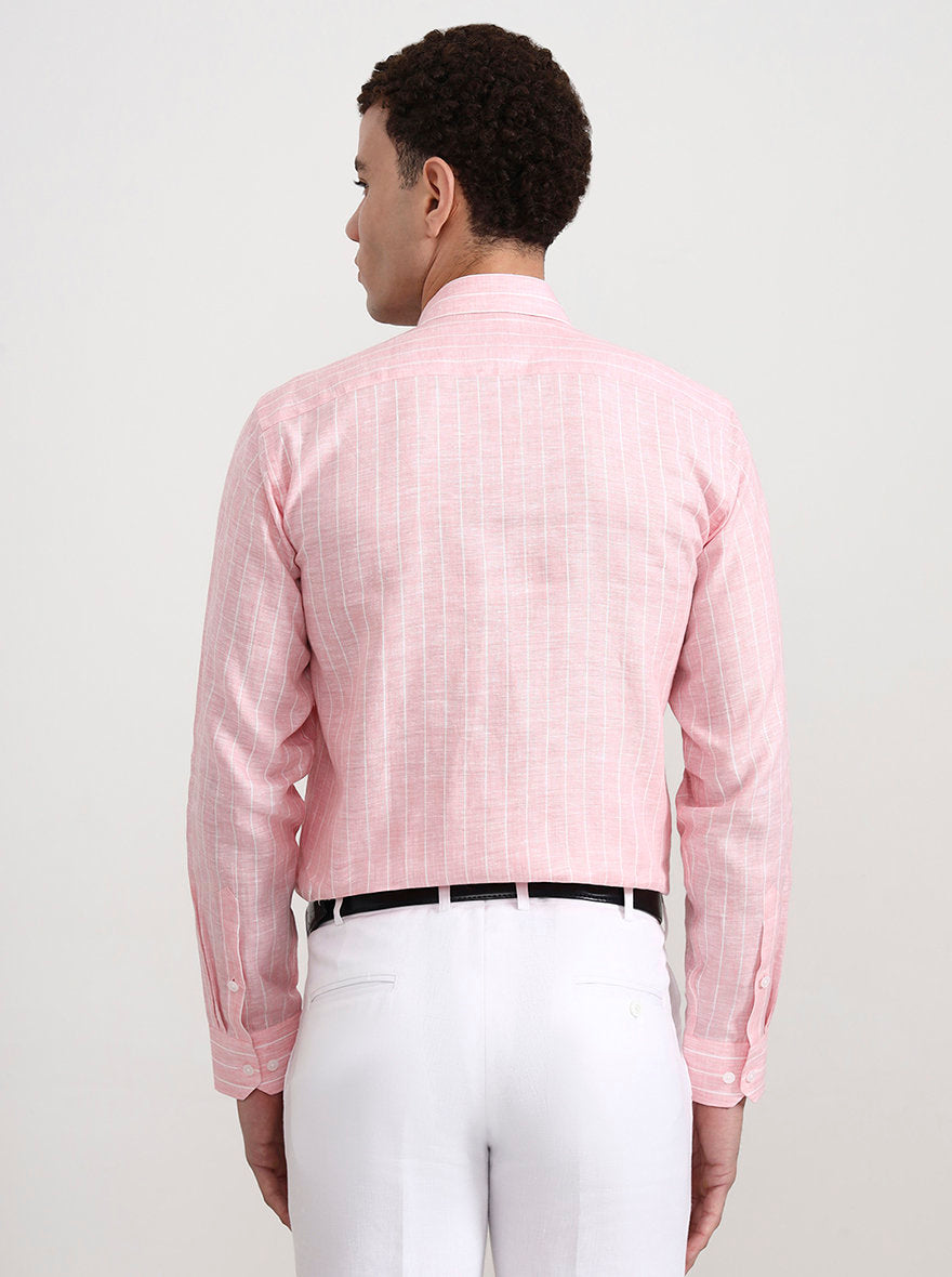 Pink Striped Slim Fit Formal Shirt | JadeBlue