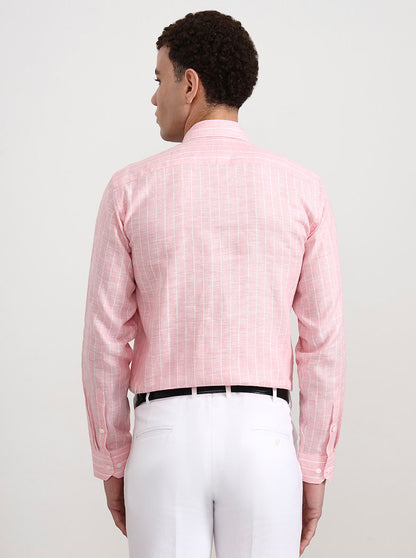 Pink Striped Slim Fit Formal Shirt | JadeBlue