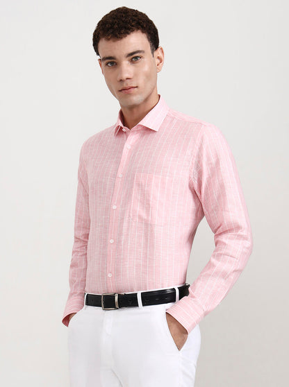 Pink Striped Slim Fit Formal Shirt | JadeBlue
