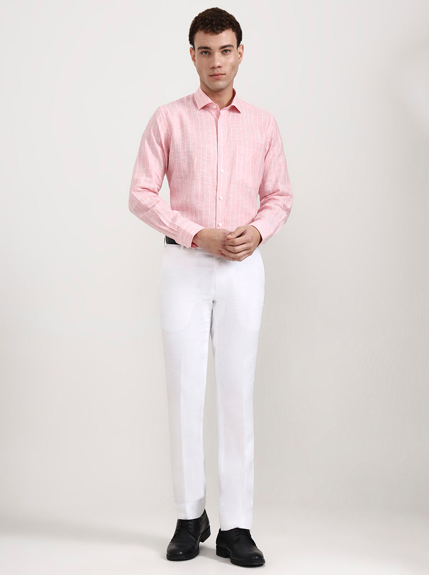 Pink Striped Slim Fit Formal Shirt | JadeBlue