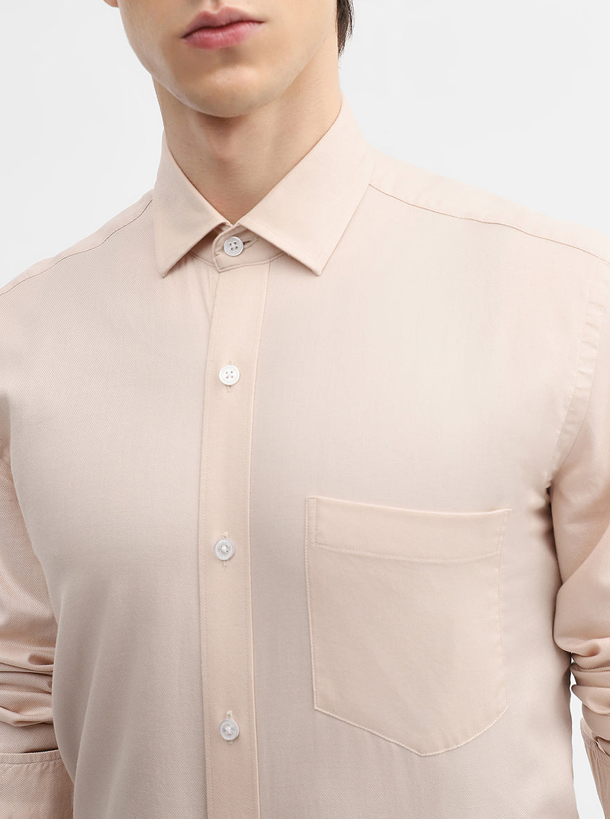 Beige Solid Slim Fit Semi Casual Shirt | JadeBlue