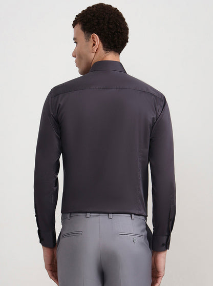 Dark Grey Solid Slim Fit Formal Shirt | Metal