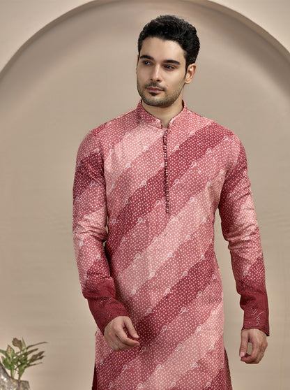 Maroon & Pink Printed Kurta Pajama | Virasana
