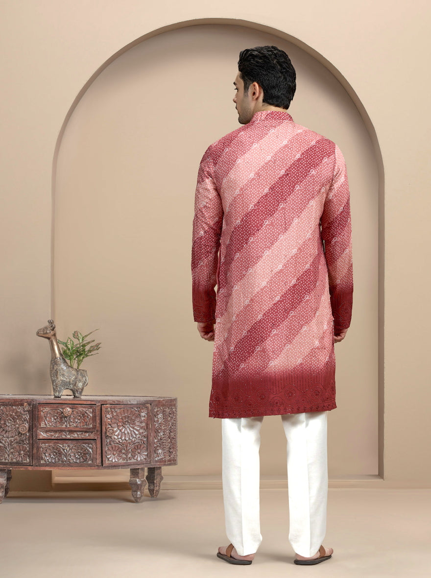 Maroon & Pink Printed Kurta Pajama | Virasana