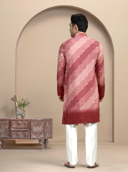 Maroon & Pink Printed Kurta Pajama | Virasana