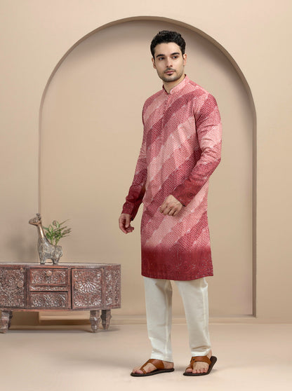 Maroon & Pink Printed Kurta Pajama | Virasana