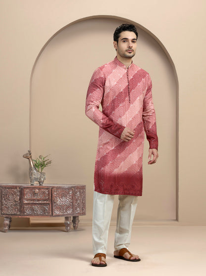 Maroon & Pink Printed Kurta Pajama | Virasana