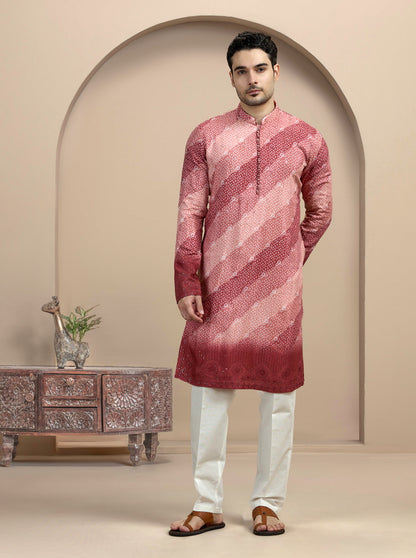 Maroon & Pink Printed Kurta Pajama | Virasana