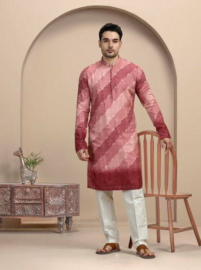 Maroon & Pink Printed Kurta Pajama | Virasana