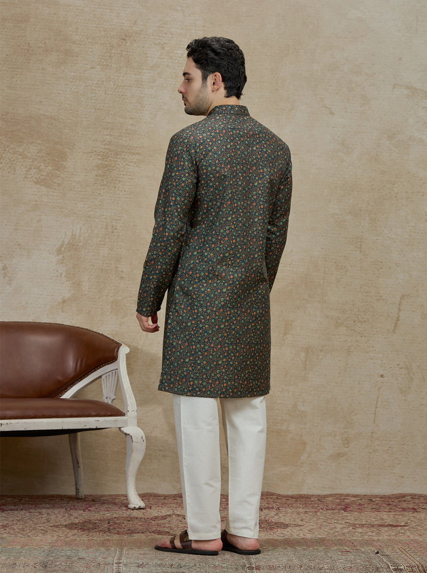 Olive Printed Kurta | The Kurta Company