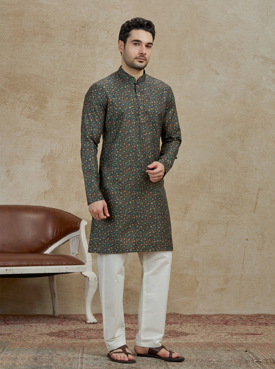 Olive Printed Kurta | The Kurta Company