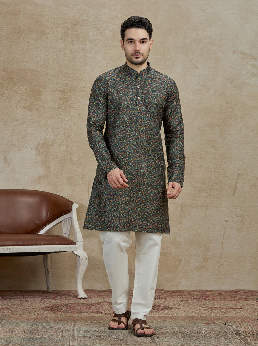 Olive Printed Kurta | The Kurta Company