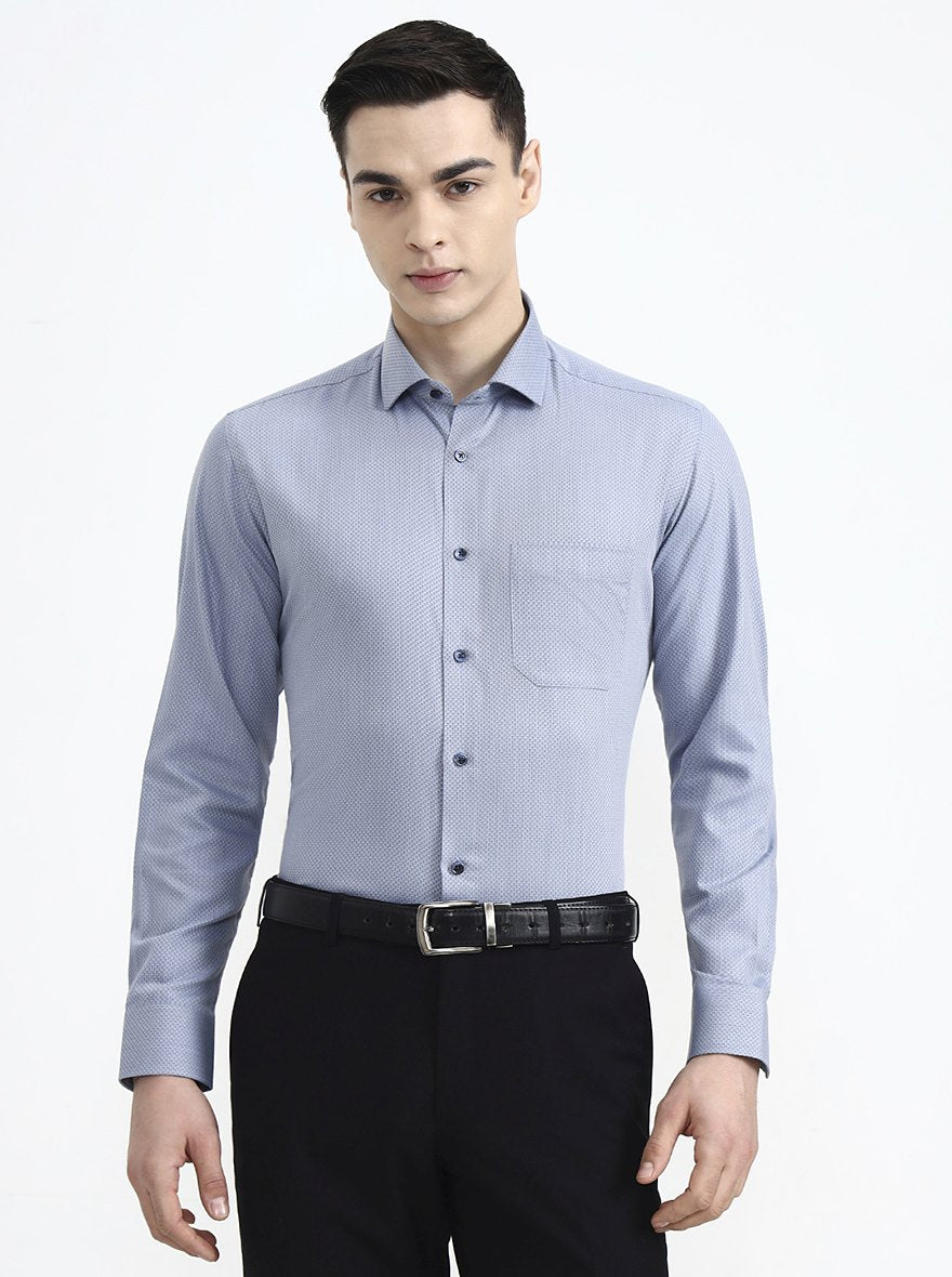 Blue Solid Slim Fit Formal Shirt | Greenfibre