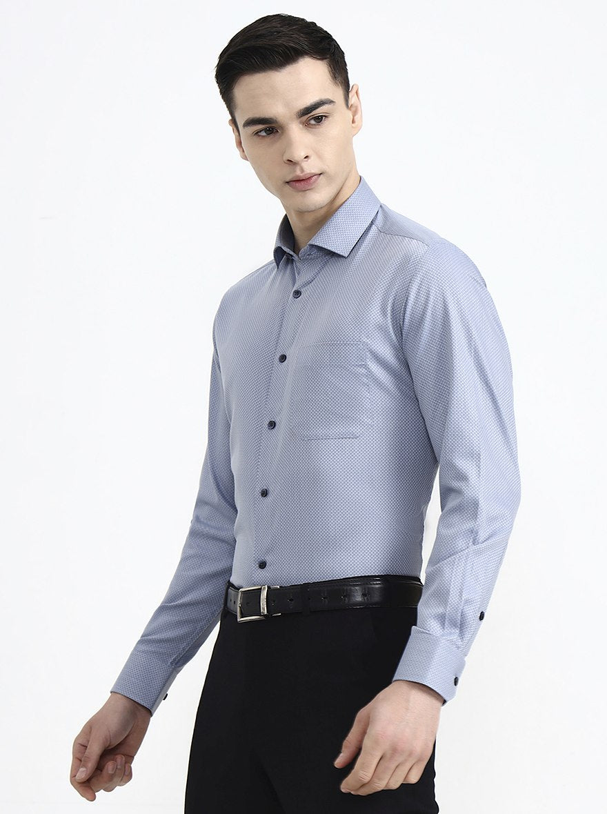 Blue Solid Slim Fit Formal Shirt | Greenfibre