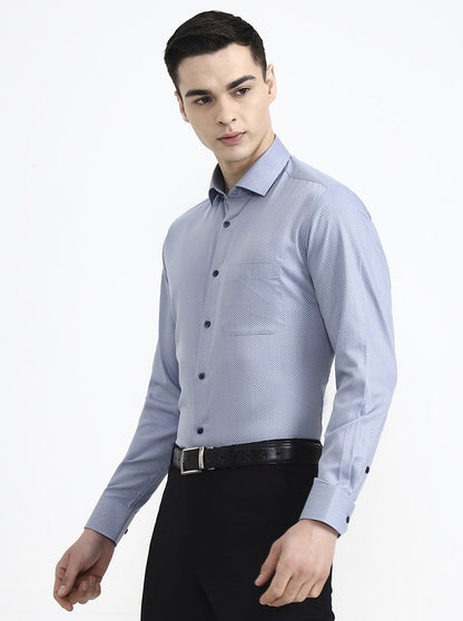 Blue Solid Slim Fit Formal Shirt | Greenfibre