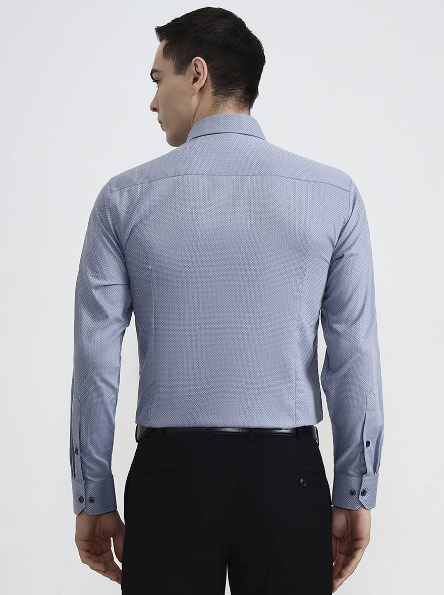 Blue Solid Slim Fit Formal Shirt | Greenfibre