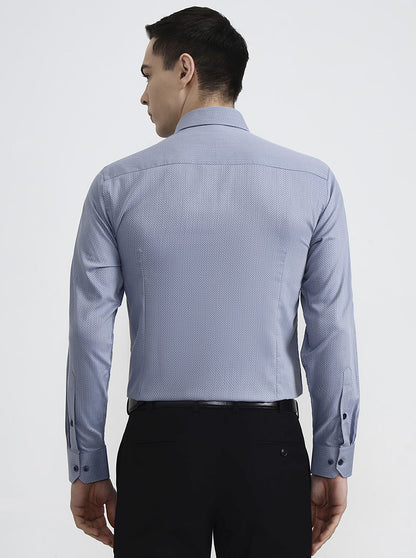 Blue Solid Slim Fit Formal Shirt | Greenfibre