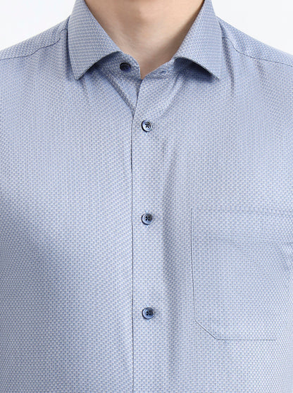 Blue Solid Slim Fit Formal Shirt | Greenfibre