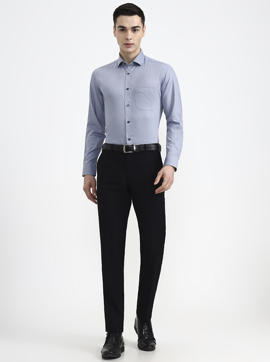 Blue Solid Slim Fit Formal Shirt | Greenfibre