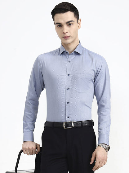Blue Solid Slim Fit Formal Shirt | Greenfibre