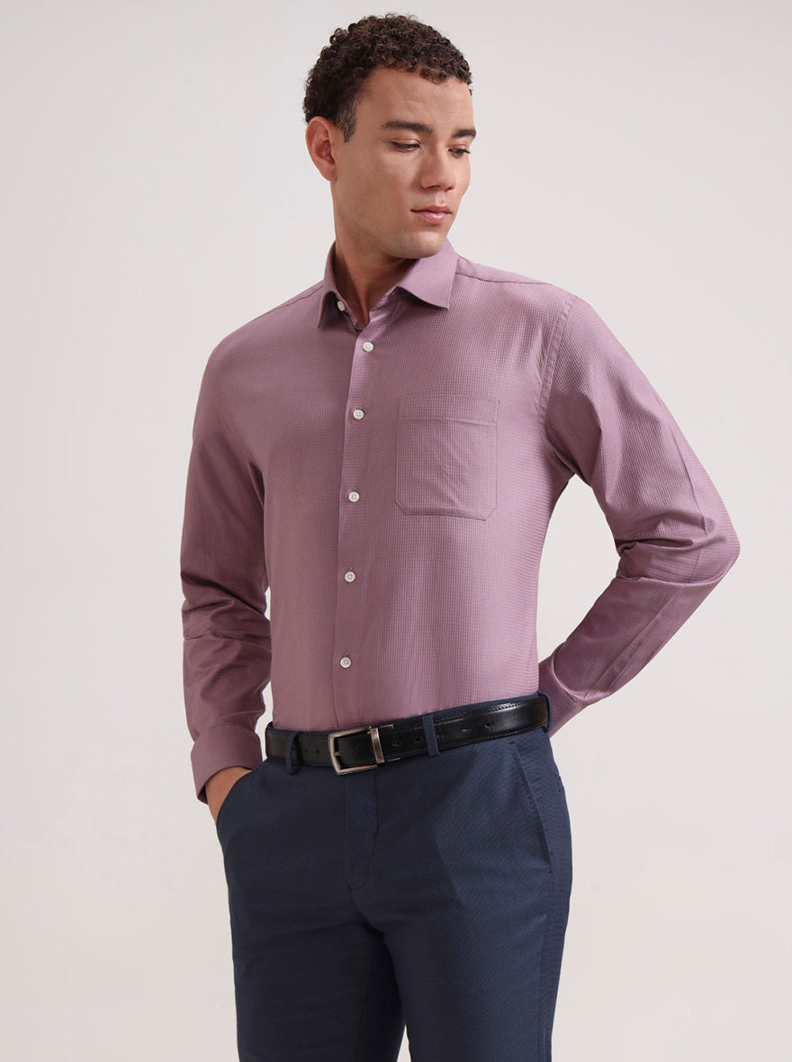 Dusty Pink Solid Regular Fit Formal Shirt | JadeBlue
