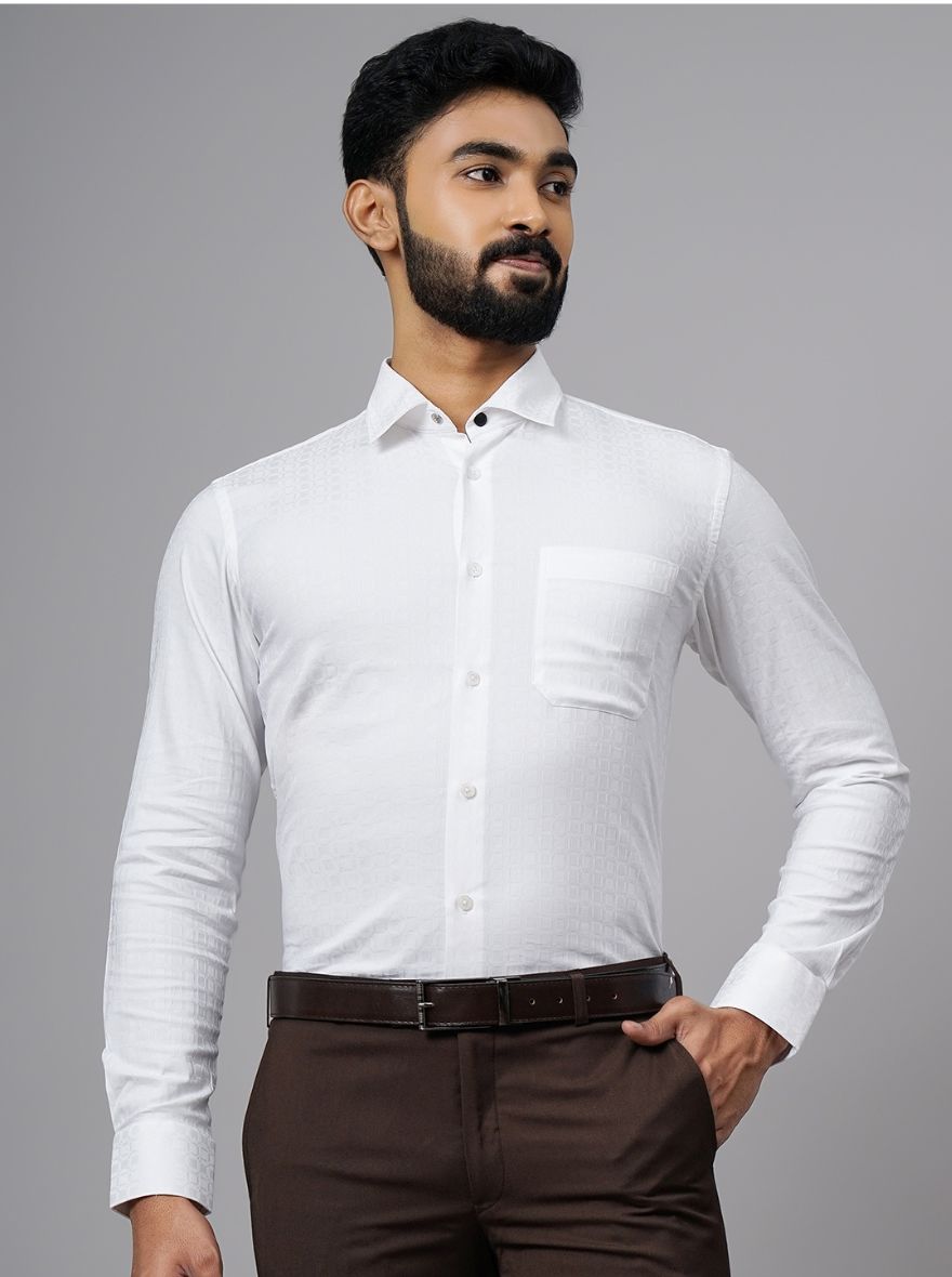 White Solid Slim Fit Formal Shirt | JadeBlue Youth