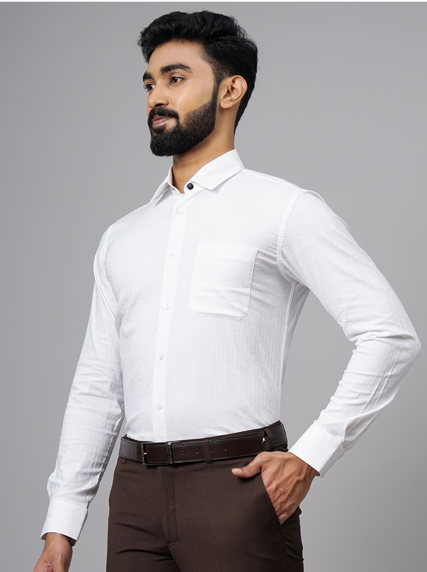 White Solid Slim Fit Formal Shirt | JadeBlue Youth