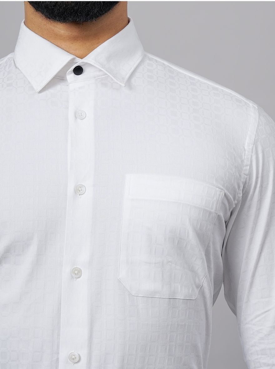 White Solid Slim Fit Formal Shirt | JadeBlue