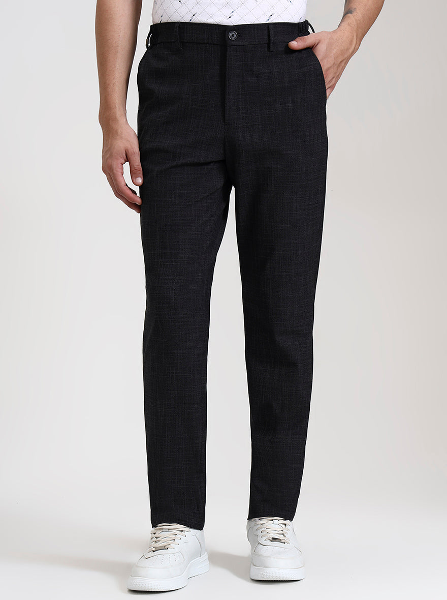 Black Solid Slim Fit Casual Trouser | JadeBlue