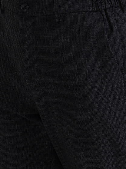 Black Solid Slim Fit Casual Trouser | JadeBlue