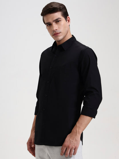 Black Solid Slim Fit Casual Shirt | JadeBlue