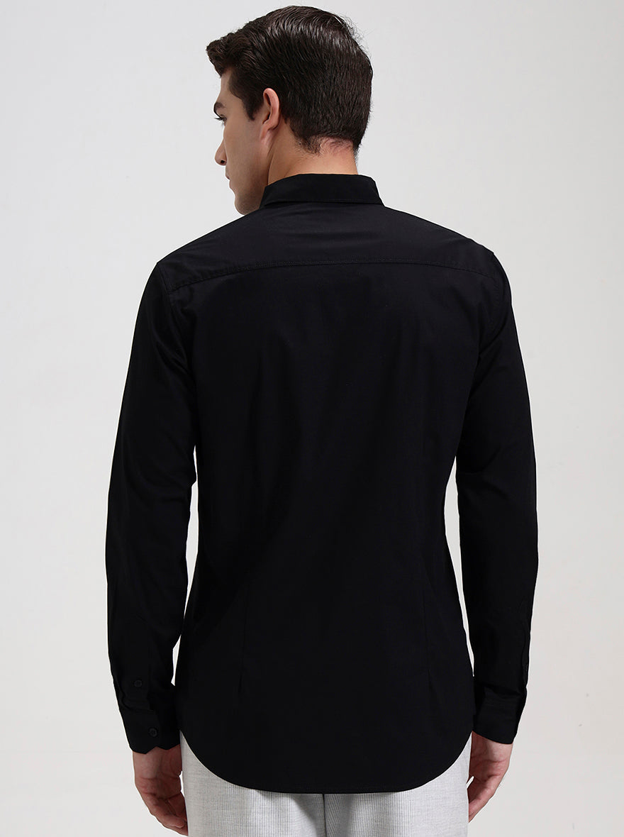 Black Solid Slim Fit Casual Shirt | JadeBlue