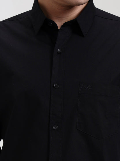 Black Solid Slim Fit Casual Shirt | JadeBlue