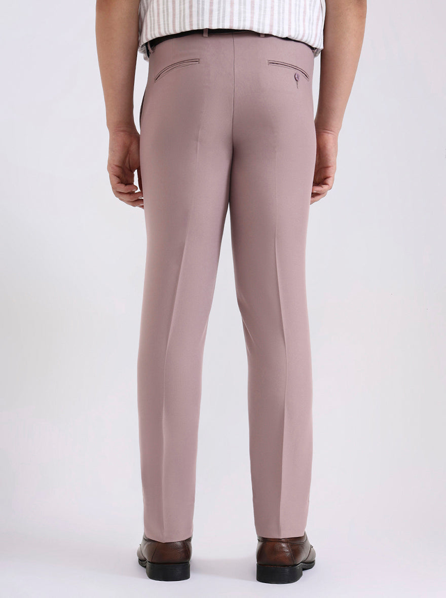 Pink Solid Slim Fit Formal Trouser | Metal
