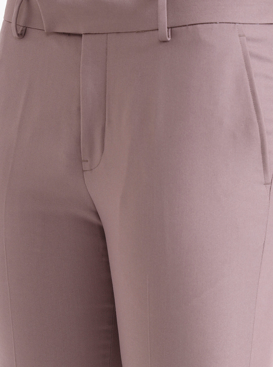 Pink Solid Slim Fit Formal Trouser | Metal
