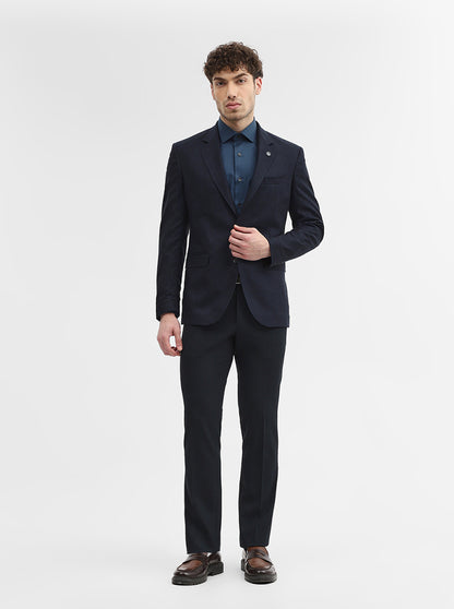 Navy Blue Solid Regular Fit Blazer | Wyre