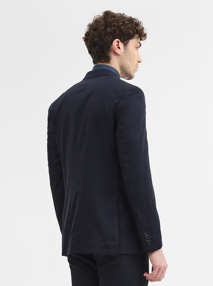 Navy Blue Solid Regular Fit Blazer | Wyre