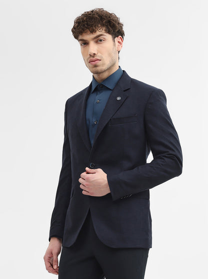 Navy Blue Solid Regular Fit Blazer | Wyre