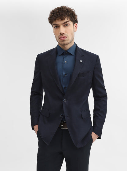 Navy Blue Solid Regular Fit Blazer | Wyre